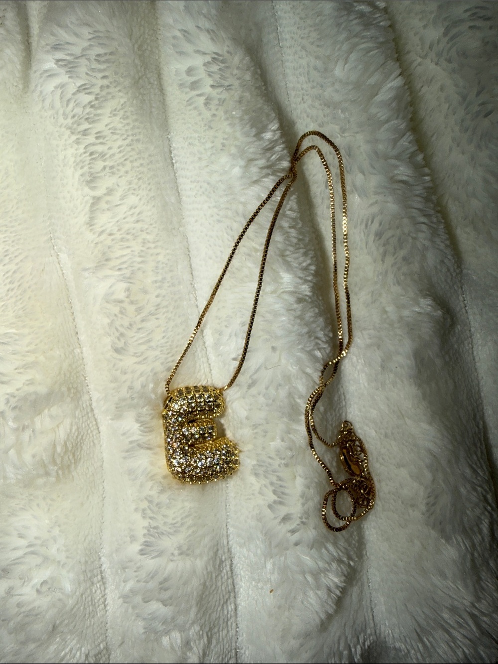 Gold-Tone Crystal Letter Pendant Necklace - E